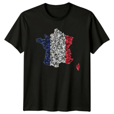 Frankreich Karte Grafik Herren T-Shirt Damen Oberteil Landmark Unisex Tee