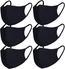 6 Pack Black Windproof Dustproof Breathable Reusable Cotton Mask for Outdoor