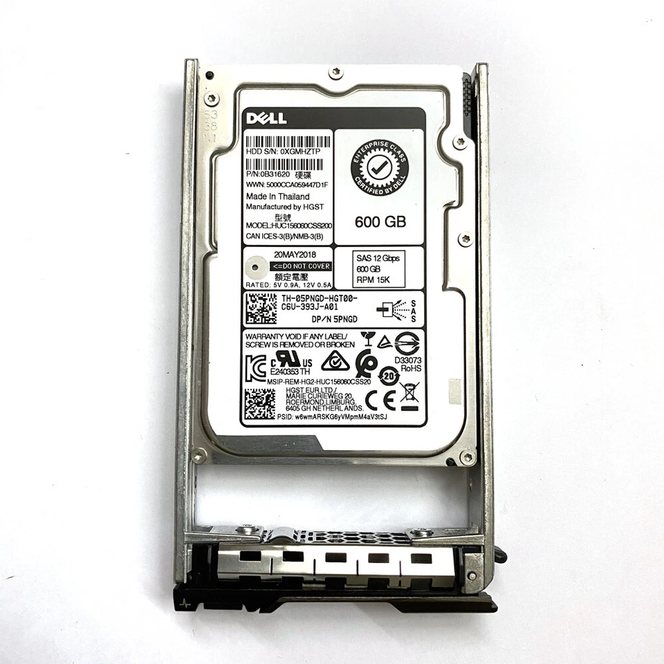 Dell 600GB HUC156060CSS200 05PNGD 12Gb 15K Server SAS 2.5" Hard Drive W/Tray - Image 2 of 4