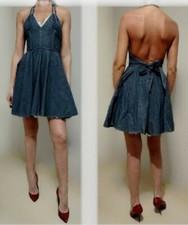 🆓US🛃  D&G Dolce & Gabbana Blue-gray cotton dress With Ligth Green Lining IT 40