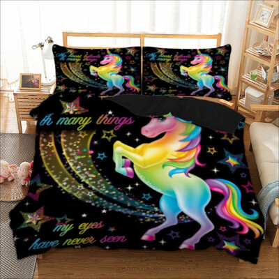 Duvet Quilt Cover Set Unicorn Bedding Set Single Double King Size