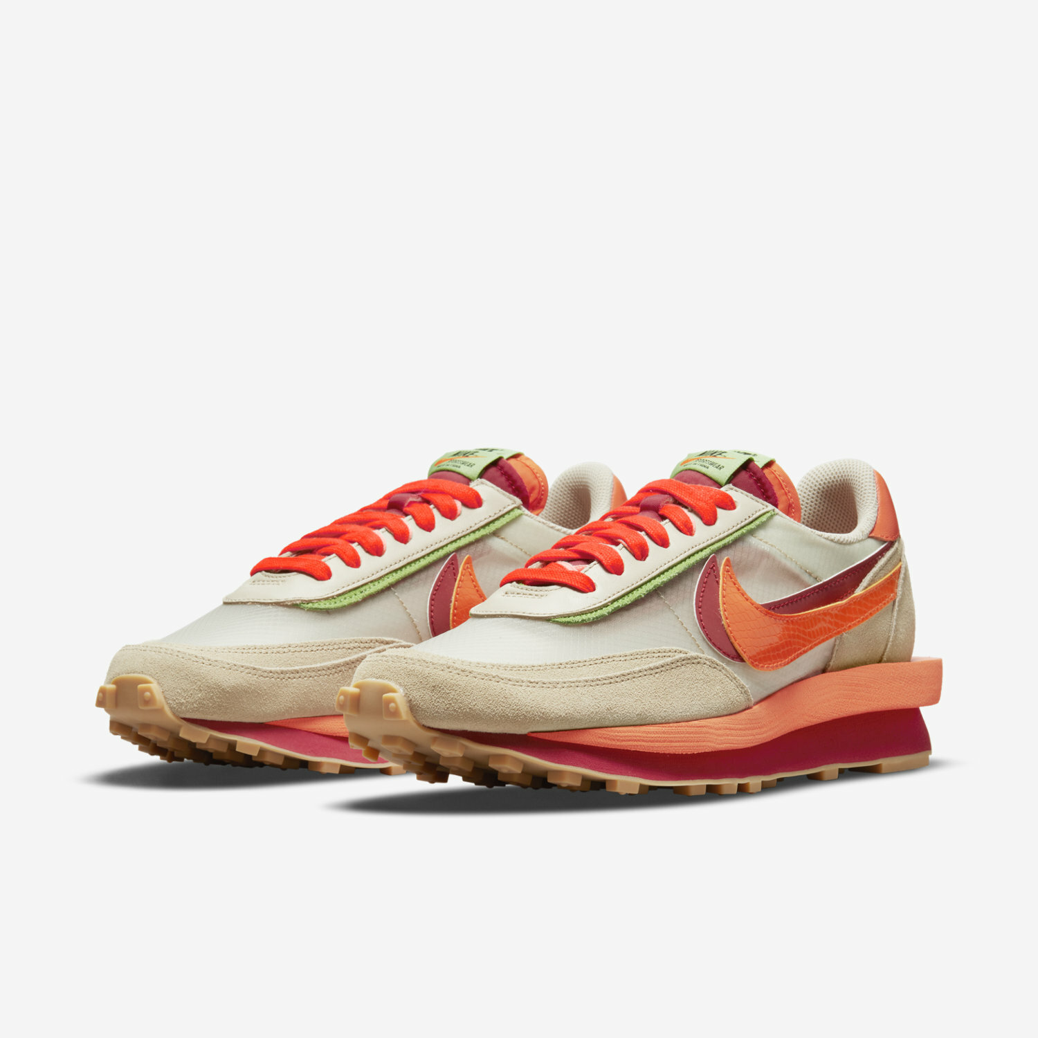 SACAI X NIKE Nike x Sacai x CLOT LD Waffle TAGLIA 9 5 DH1347 100 Net Blaze rosso intenso marrone chiaro QS