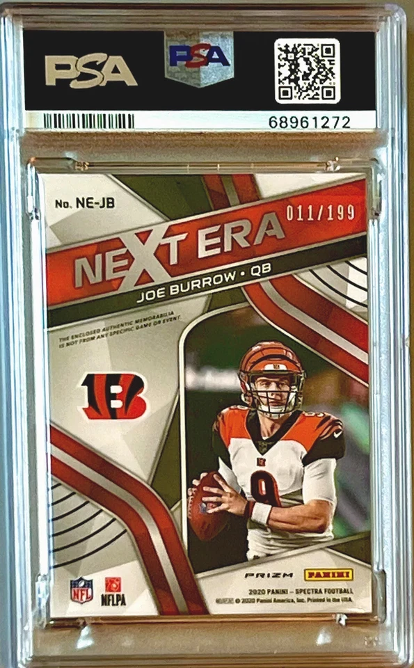 /199 PSA 9 RC Joe Burrow 2020 Spectra Rookie Patch Holo Silver Prizm Black JSY - Image 2 of 2