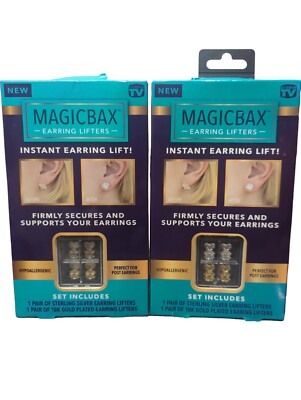 MagicBax Earring Lifters Instant Earring Lift Back Hypoallergenic 2 Pack  ~ NEW 