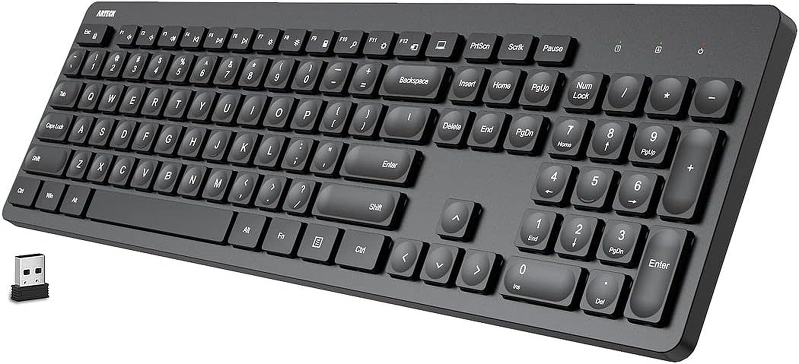 2.4G Wireless Keyboard Ultra Slim Full Size Keyboard with Numeric Keypad and Med