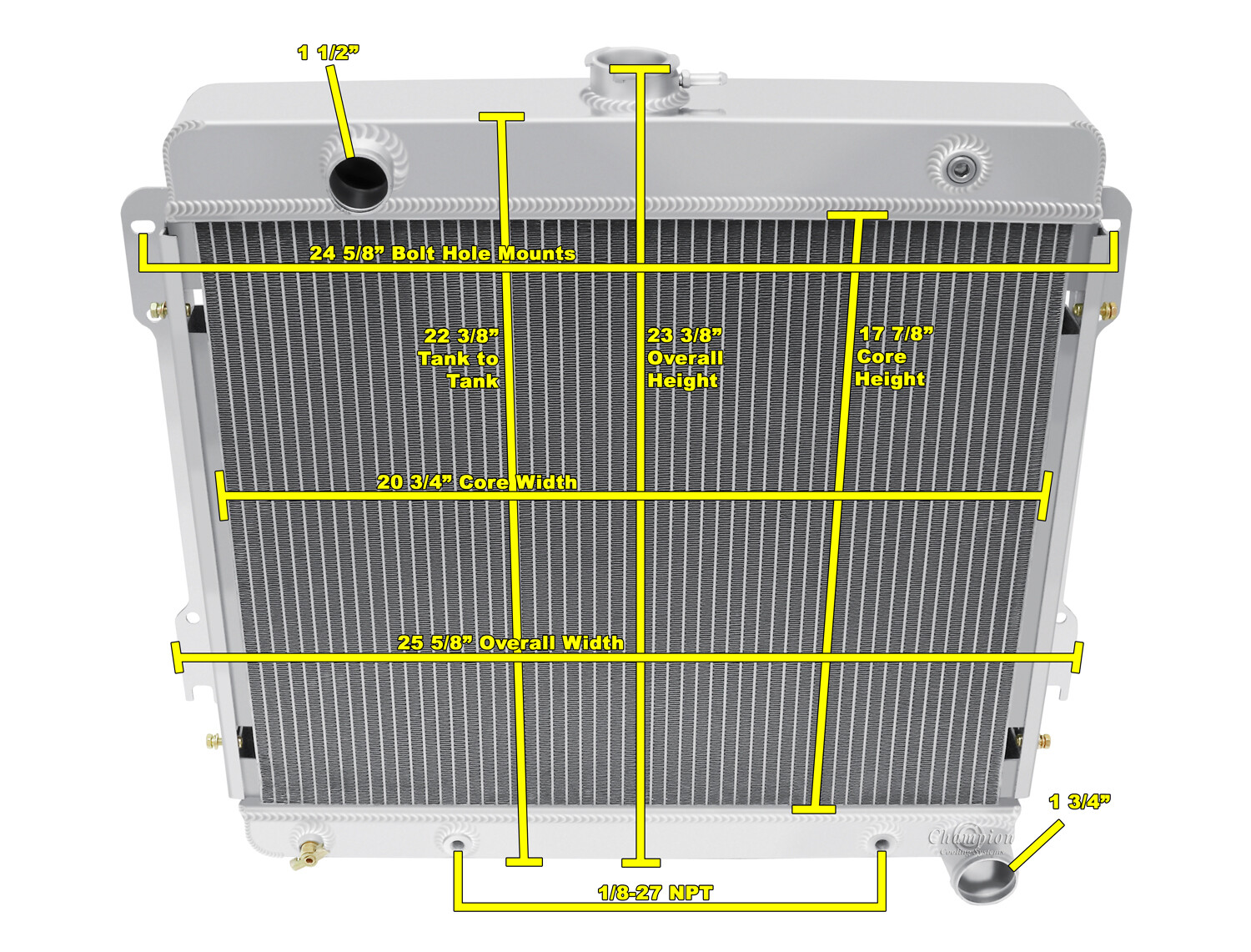 3 Row Western Champion Radiator for 1972 Plymouth Satelite V8 Engine #CC511