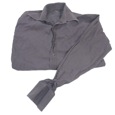 Gucci Button Up Size 15 1/2 Long Sleeve Black Shirt Men Made in Italy Cotton