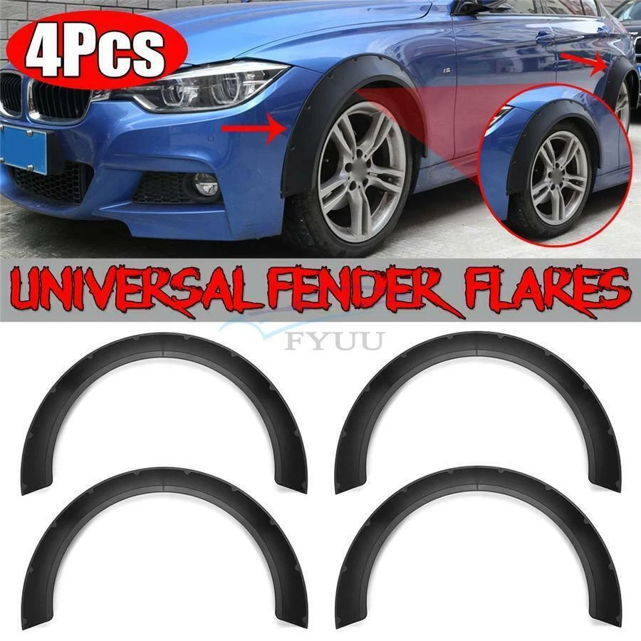4PC Flexible Durable Polyurethane Car Fender Flares Extra Wide Body Wheel Arches - Image 3 of 4