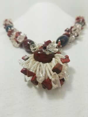 Necklace (N59) Navajo Red Jasper Cluster Bead Necklace