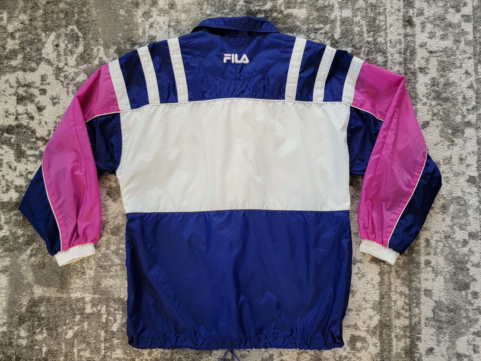 FILA Giacca Windbreaker Zip Intera Piccola Rosa Blu Bianco Logo Ricamati Bella S