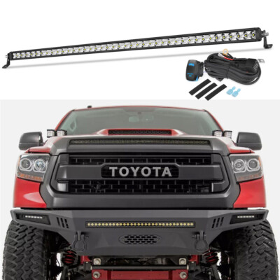 40'' Hood Bulge Mount LED Light Bar Light + Rocker Switch Wiring for 14-21 Tundra