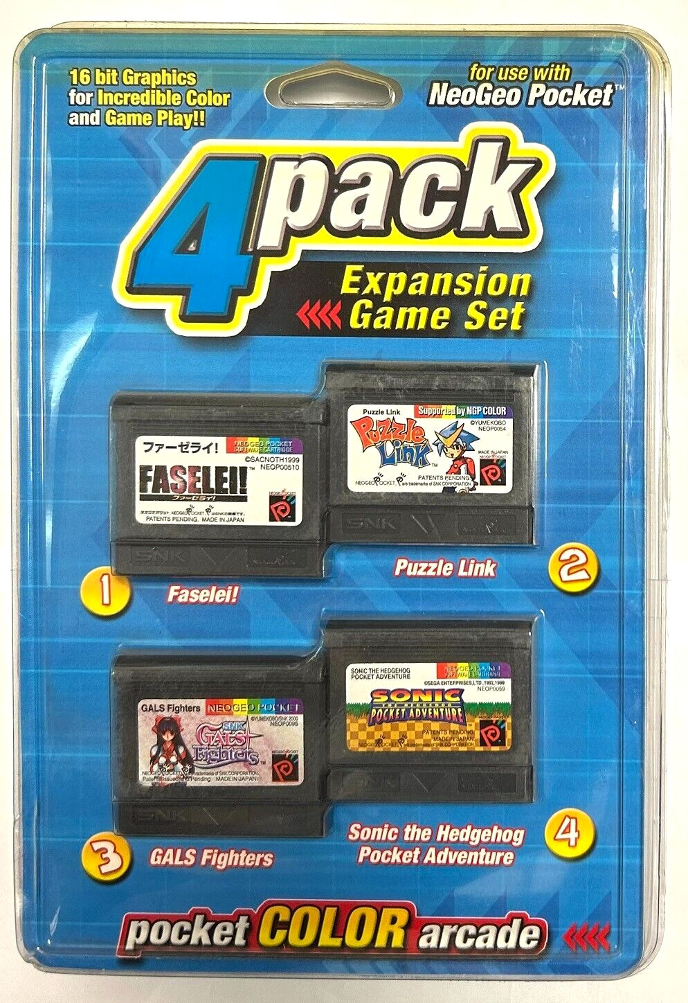 NEO GEO Pocket Color Games 4 Pack Expansion Game Set (Faselei! JP Ver)