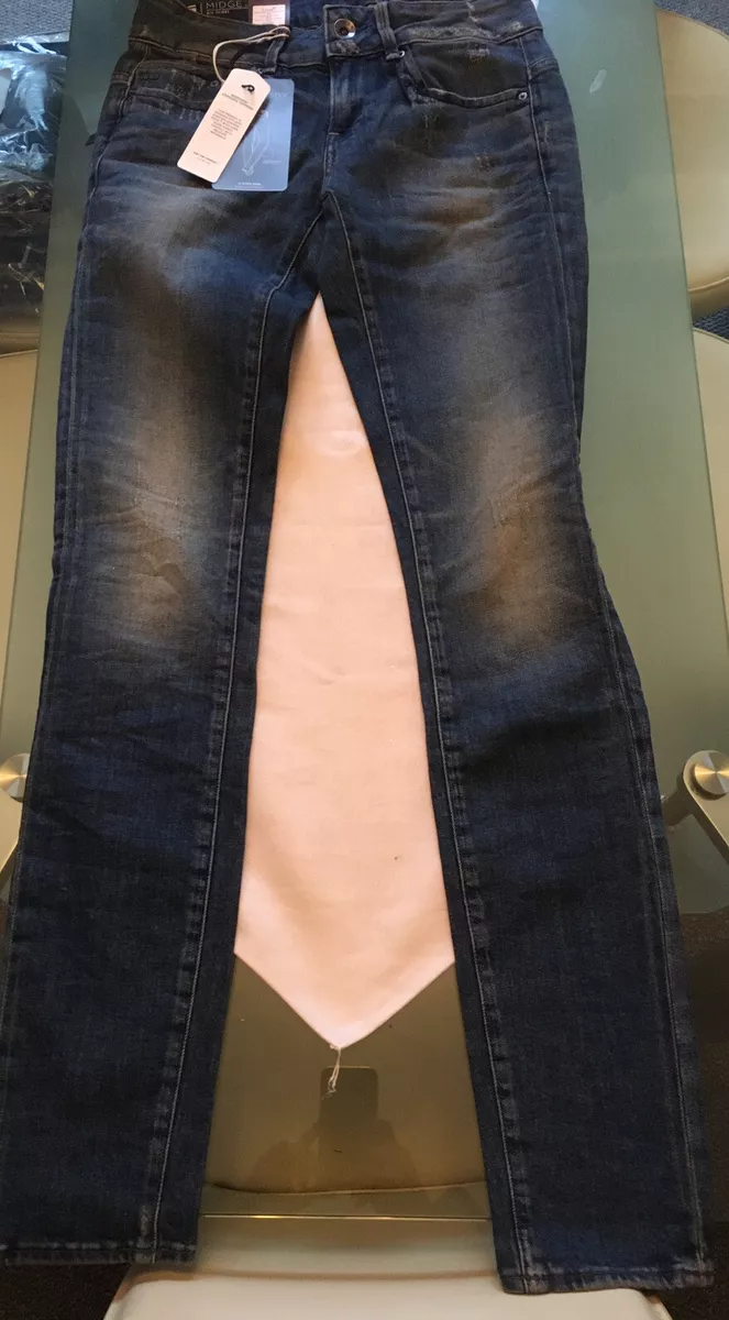 G Star Midge Cody Mid Jeans Skinny Dark aged Ladies Jeans UK W25 L32 rrp 107