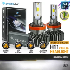 Syneticusa H11 LED Headlight Bulbs Conversion Kit CSP Low Beam 6000K White