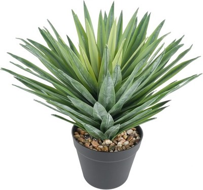 Artificial Agave Plant in Black Pot with Stone Pebbles 15 Inch