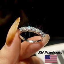 0.1CT Moissanite Seven Star Row Rings for Women S925 Sterling Silver Engagement