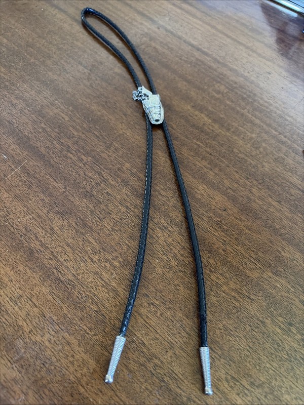 Vintage Rockabilly  Western Bolo Tie Slide with Gun in Holster Metal pistol