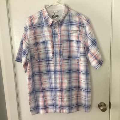 Habit Men s Large L 40+ Solar Factor Vented Blue Fishing Shirt