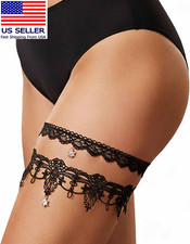 Wedding Garter Lace Thigh Garters for Bride Rhinestone Bridal Garter for Women 2