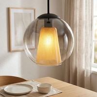 LED HäNgelampe Glas Rauchoptik Pendelleuchte Wohnzimmerlampe Schwarz H 120 Cm