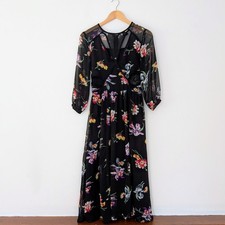 ASOS Women’s Black Floral Long Maxi Dress UK 8 Evening Occasion