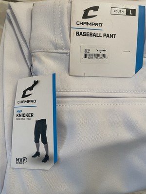 CHAMPRO Boys' MVP Youth Baseball Knickers Pants Size L - White NWOT