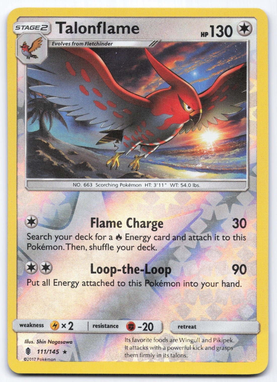 Talonflame 111/145 Guardians Rising Holo Rare Pokemon Card LP