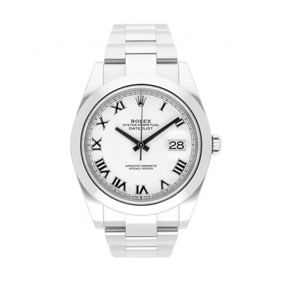 ROLEX DATEJUST 41 REF. 126300 WHITE ROMAN DIAL EDELSTAHL 2020 FULL SET LC100