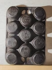 Wagner Ware Griswold Dual Logo Cast Iron Muffin Pan 11 Cup Popover USA Vintage