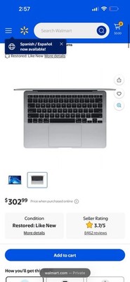 Apple MacBook Air MRE82LL/A 13.3'' Retina Intel i5 8GB 256GB SSD Space Gray