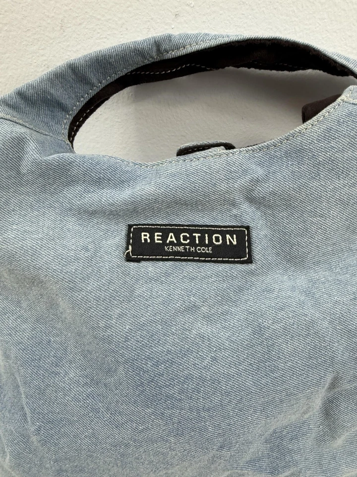 Bolso de Hombro Kenneth Cole Reaction De Colección Cartera Mujer Denim Jean Hobo Cremallera Y2K Foto 2 de 4