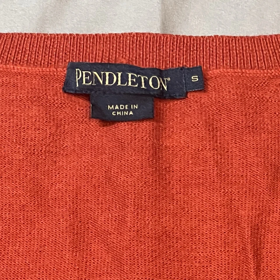 Suéter Pendleton Mujer Pequeño S 100% Lana Merino Naranja Quemado Pullover Cuello Top Foto 3 de 4