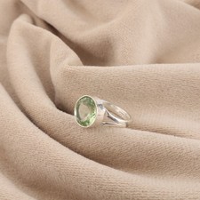 Green Amethyst Gemstone 925 Sterling Silver Jewelry Handmade Ring Gift For Her