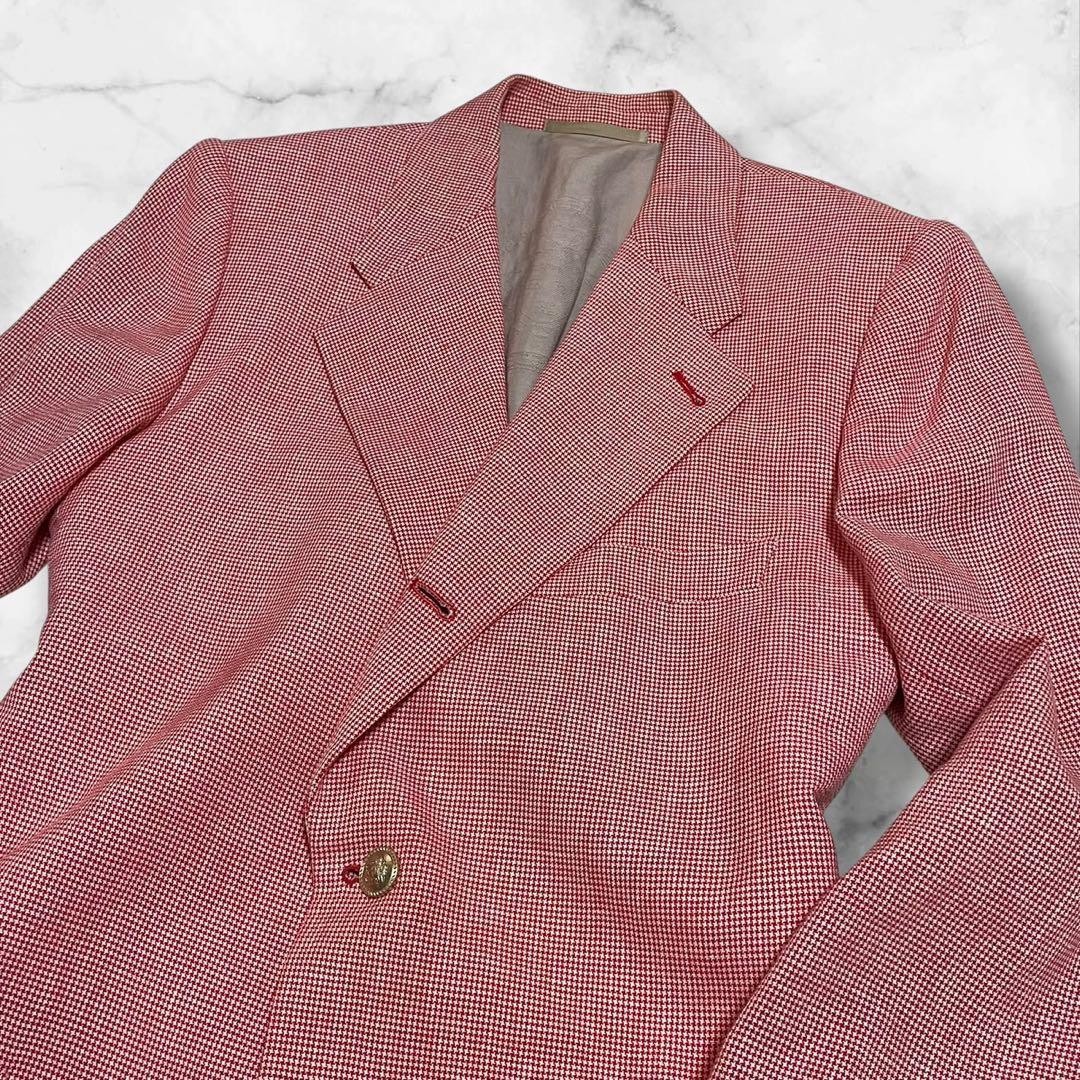VERSACE Medusa Gold Button Tailored Jacket Wool Linen Pink 46 Used From Japan thumbnail 14