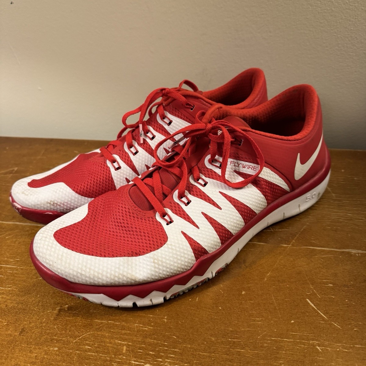 Nike Free Trainer 5.0 V6 AMP Ohio State Buckeyes 723939-603 White Red Mens 14 View 3