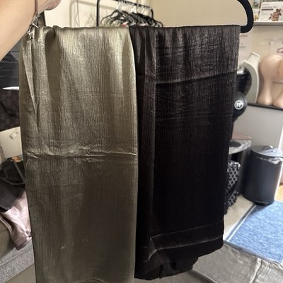 Lot of 2 Black & olives Solid silk Scarf Wrap Headscarf Shawl, Shimmery Textured