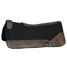 56HS Western Wool Felt Horse Saddle Pad Dark Tan Alligator Print Leather