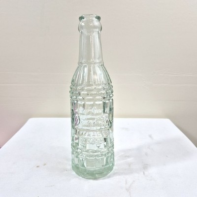 Vintage Drink Me Embossed Green Glass Bottle Testured Roanoke Va 7 in