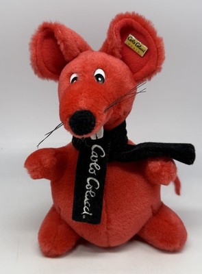 Rote Carlo Colucci Stofftier rot Maus mit Schal 20cm Werbung Reklame Plüsch