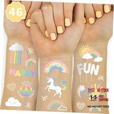 Pastel Rainbow Tattoos - Unicorn Favors - 46 for Kids - Unicorn Party