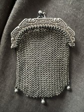 Viktorianische Chatelaine Echt Silber Mesh Sovereign Geldb&ouml;rse. um 1890