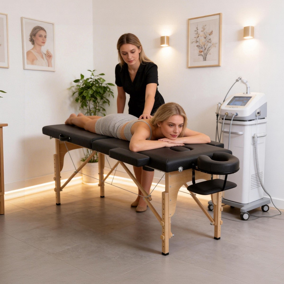 Portable Foldable Massage Table, 2-Fold Professional Massage Bed