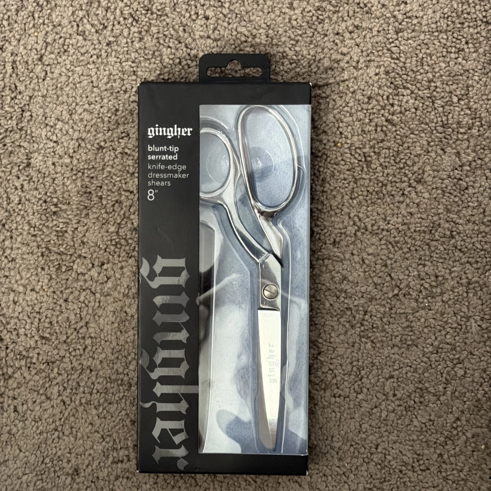 Gingher 8" Micro Serrated Edge/Knife Edge Dressmaker's Shears G-8ZB Blunt Tip