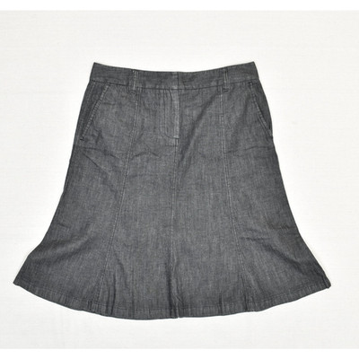 L.L. Bean Women's A Line Denim Skirt Zip Solid Cotton Blend Gray Size 10 0 GLU9
