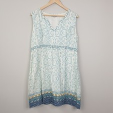 Fat Face Dress Womens UK 16 Blue Ikat Sleeveless Casual Summer Boho Holiday