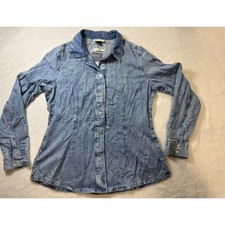Universal Thread Womens Slim Fit Denim Shirt Light Wash Button Up Size 12