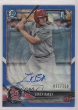 2018 Bowman Draft Chrome Pick Blue Wave Refractor 21/150 Luken Baker Auto 0ul1