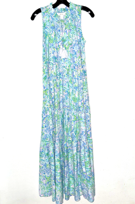 malone maxi dress lilly pulitzer NWT Lilly Pulitzer Malone Maxi Dress Turtley In Love Frenchie Blue Size Small