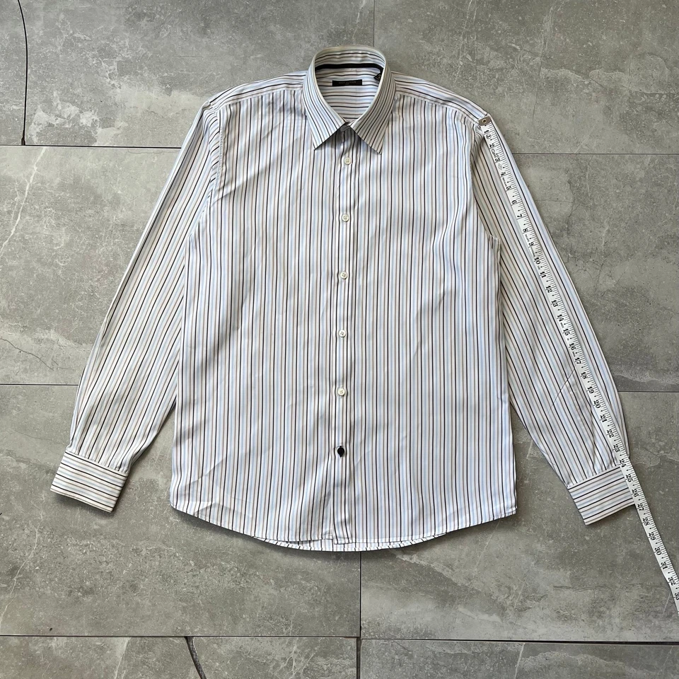  Camisa de vestir a rayas Louis Vuitton para hombre - Talla 40 - Hecha en Italia - Diseñador Foto 4 de 4
