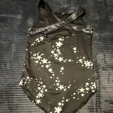 Justice Girls Black  Silver Star leotard XL 16/18 Regular